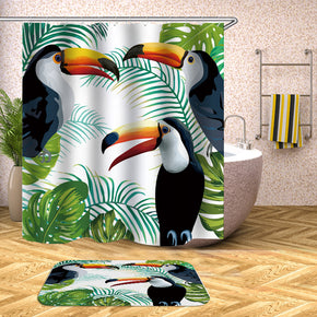 bird shower curtains fabric cute green polyester cloth print bathroom curtains