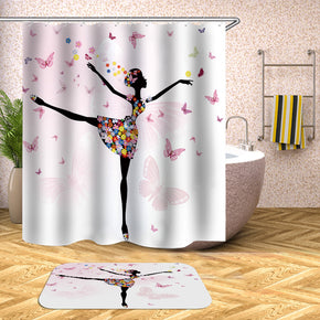 butterfly shower curtains fabric elegant pink polyester cloth print bathroom curtains