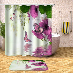 butterfly shower curtains fabric elegant purple polyester cloth print bathroom curtains