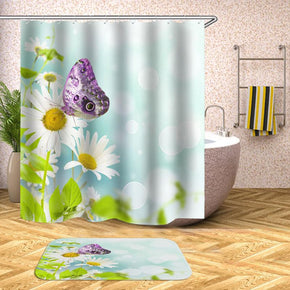 butterfly shower curtains fabric elegant white polyester cloth print bathroom curtains