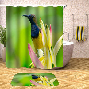 bird shower curtains fabric Human skeleton green polyester cloth print bathroom curtains