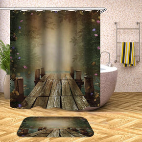 Bridge shower curtains fabric Human skeleton brown polyester cloth print bathroom curtains