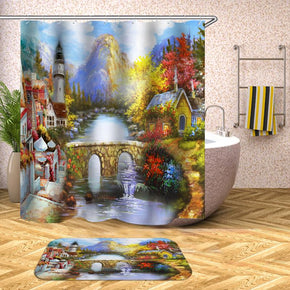Bridge shower curtains fabric Human skeleton colorful polyester cloth print bathroom curtains
