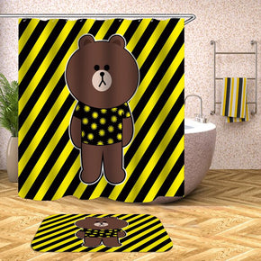 bear shower curtains fabric cute yellow polyester cloth print bathroom curtains