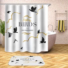 bird shower curtains fabric simplicity white polyester cloth print bathroom curtains