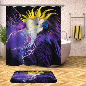 bird shower curtains fabric Human skeleton purple polyester cloth print bathroom curtains