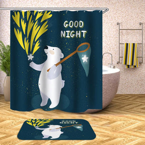 bear shower curtains fabric cute blue polyester cloth print bathroom curtains