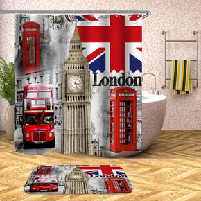 Bus shower curtains fabric Human skeleton red polyester cloth print bathroom curtains