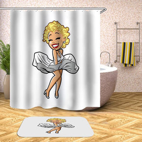 beauty shower curtains fabric cute white polyester cloth print bathroom curtains