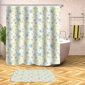 Broken flowers shower curtains fabric elegant green polyester cloth print bathroom curtains