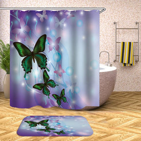 butterfly shower curtains fabric elegant purple polyester cloth print bathroom curtains