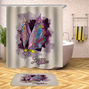 butterfly shower curtains fabric Human skeleton purple polyester cloth print bathroom curtains