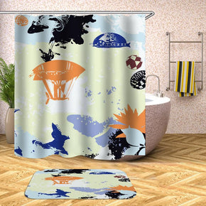 art shower curtains fabric Human skeleton beige polyester cloth print bathroom curtains