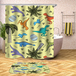 Dinosaur shower curtains fabric funny yellow polyester cloth print bathroom curtains