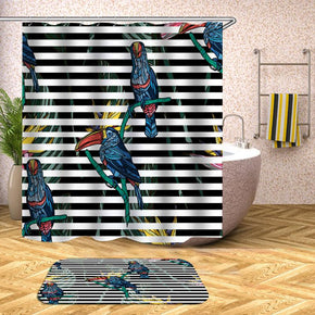 bird shower curtains fabric Human skeleton black polyester cloth print bathroom curtains