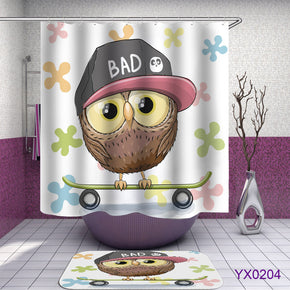 bird shower curtains fabric cute brown polyester cloth print bathroom curtains