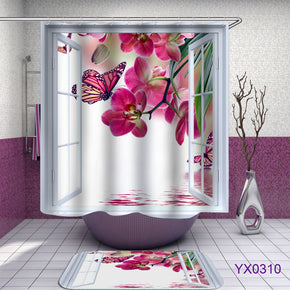 butterfly shower curtains fabric elegant pink polyester cloth print bathroom curtains